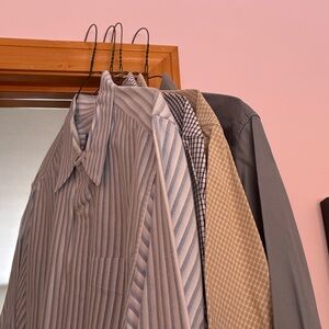 Eddie Bauer Light Blue and White Striped Dress Shirts--4
